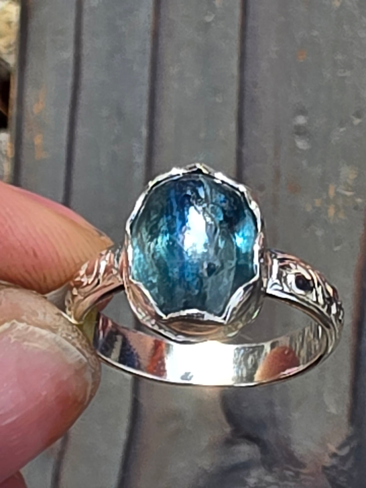 Teal Kyanite Ring, Size 6