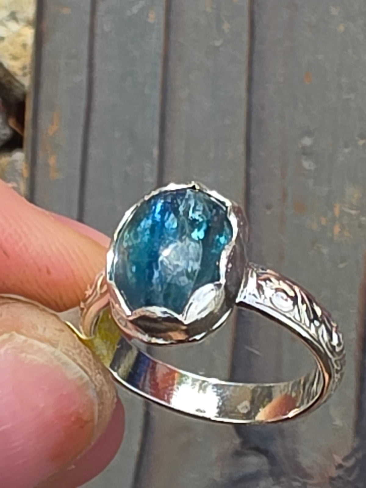 Teal Kyanite Ring, Size 6