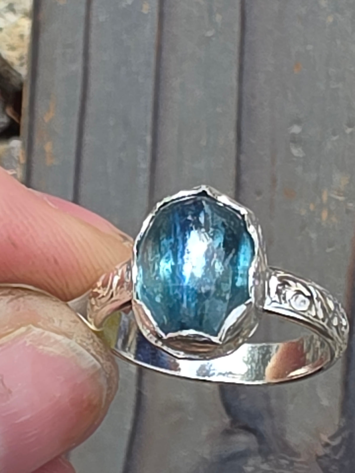 Teal Kyanite Ring, Size 6