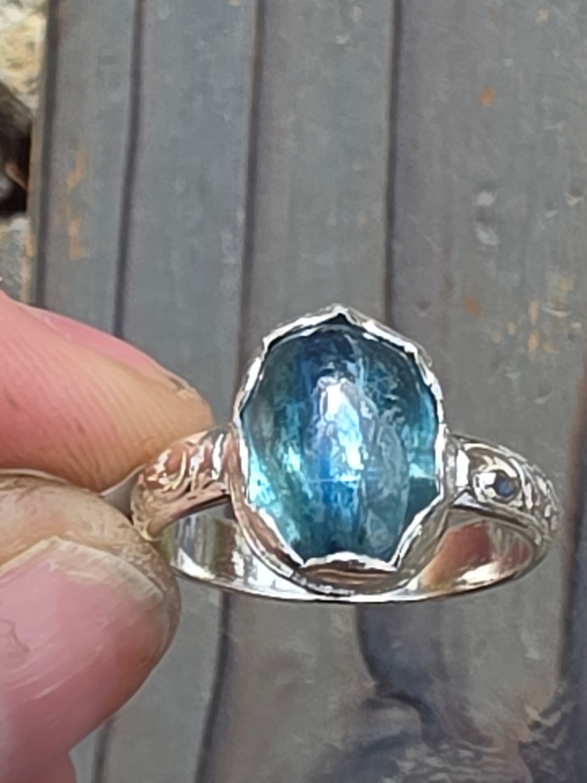 Teal Kyanite Ring, Size 6