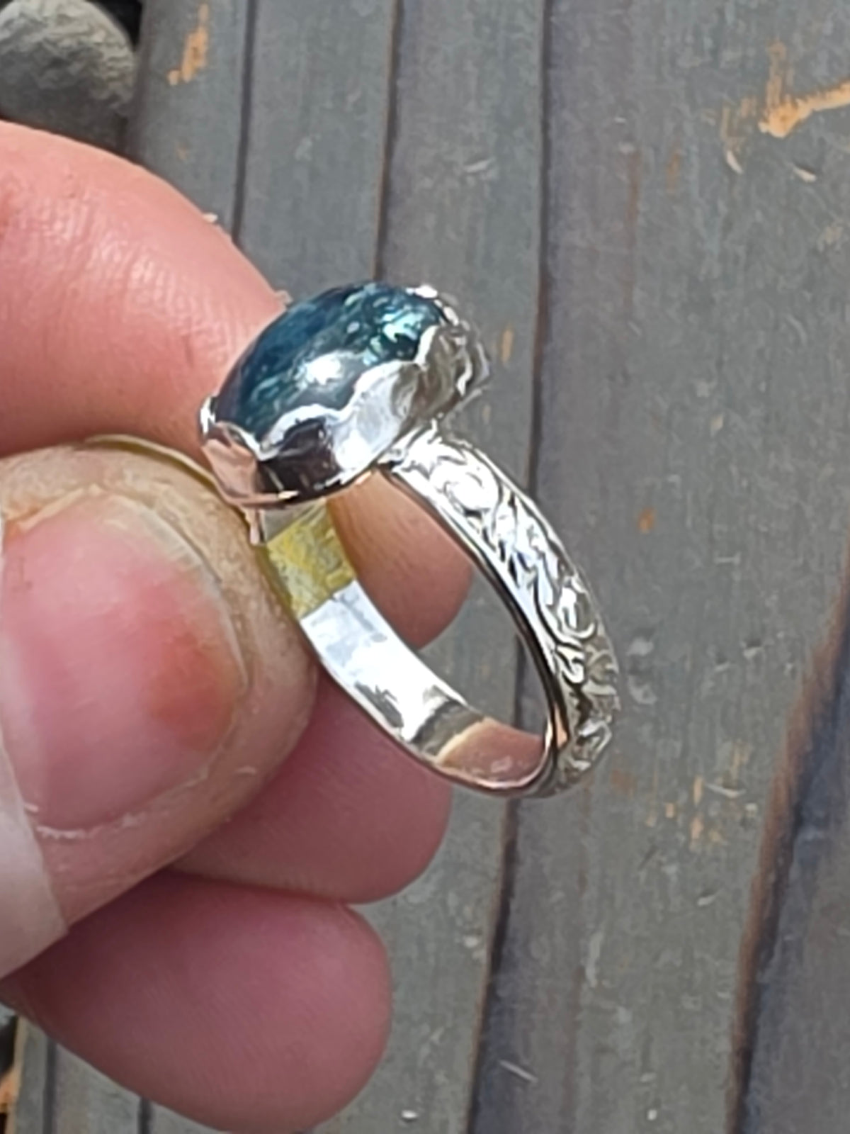 Teal Kyanite Ring, Size 6