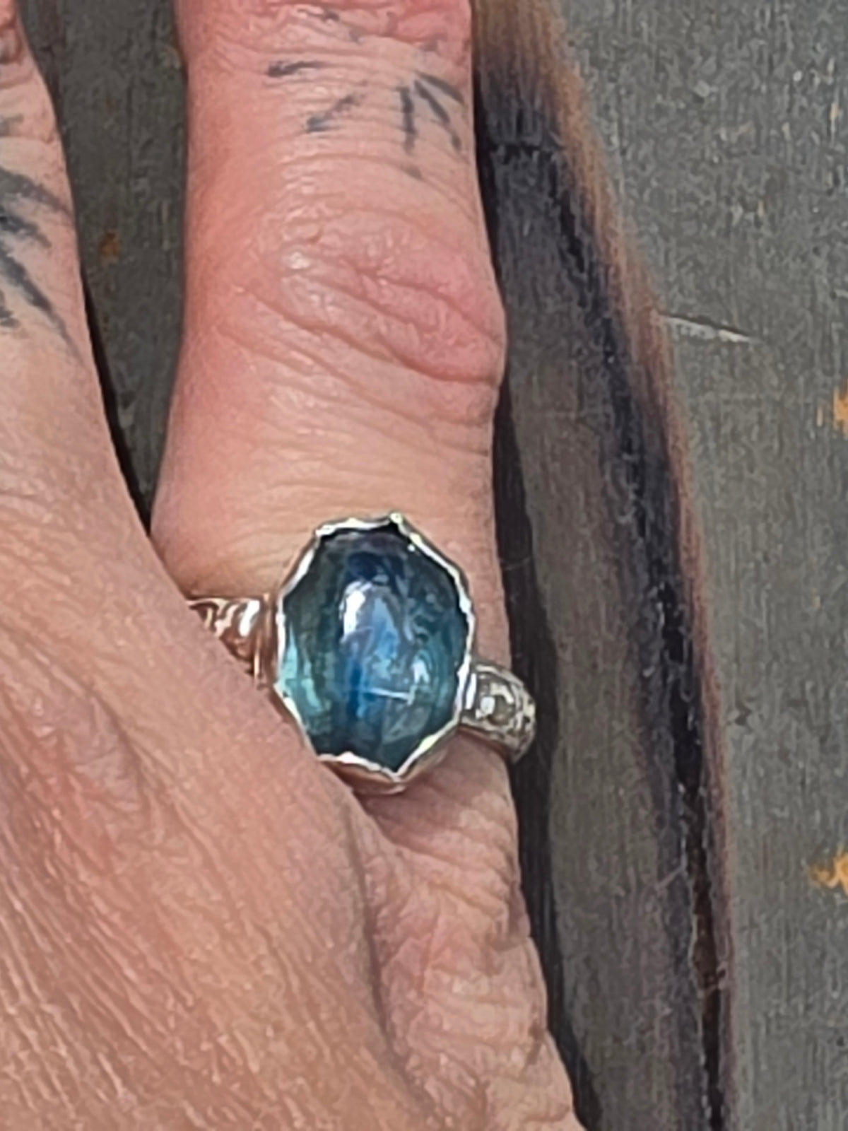 Teal Kyanite Ring, Size 6