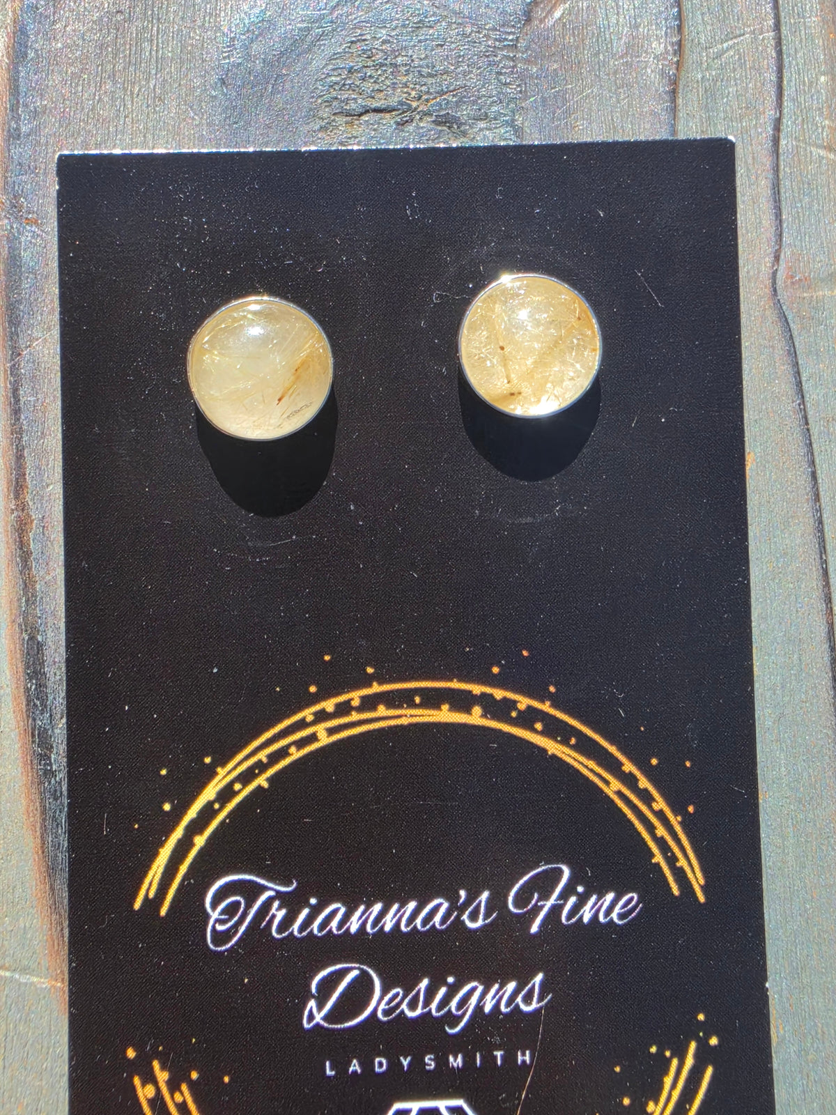 Golden Rutile Quartz Stud Earrings