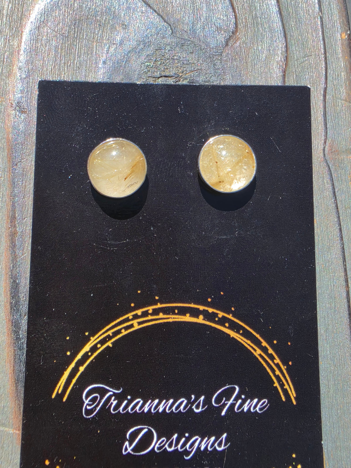 Golden Rutile Quartz Stud Earrings