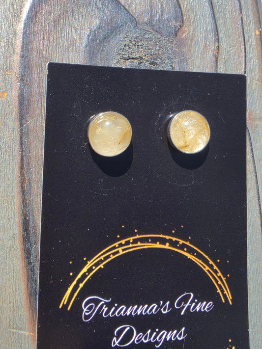 Golden Rutile Quartz Stud Earrings