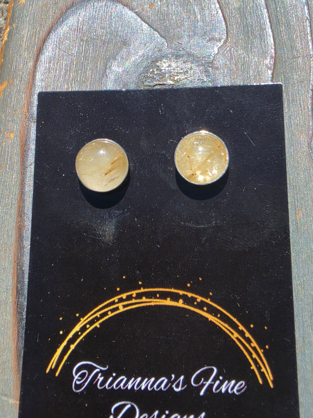 Golden Rutile Quartz Stud Earrings