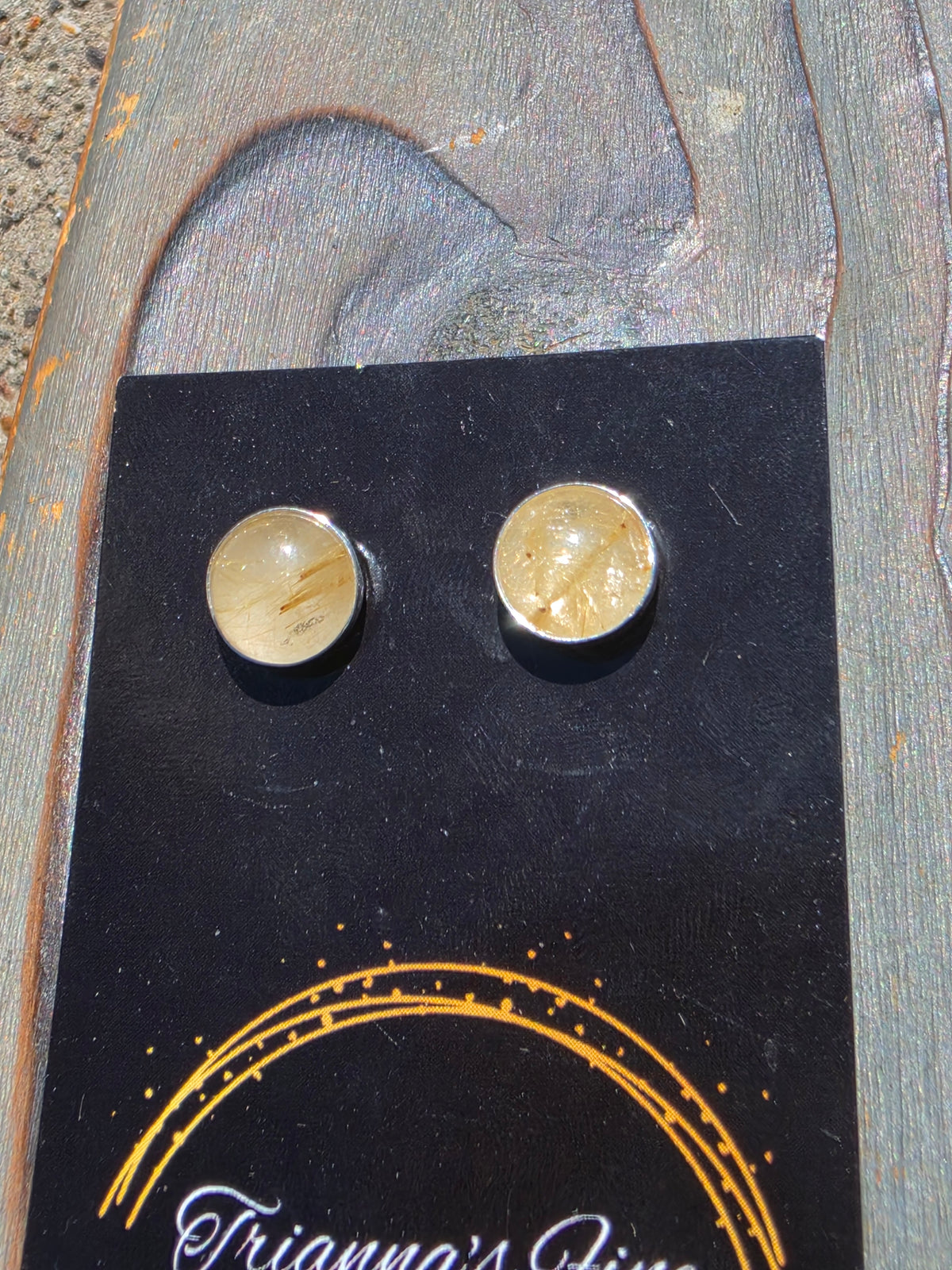 Golden Rutile Quartz Stud Earrings