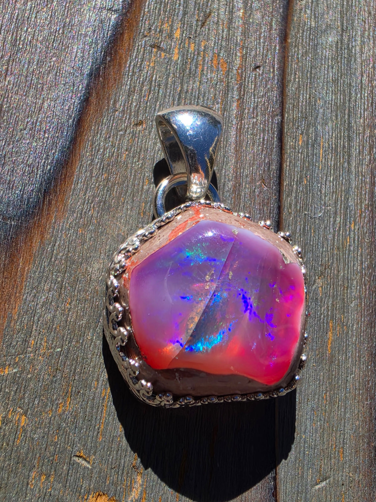 Pink Galaxy Opal Pendant