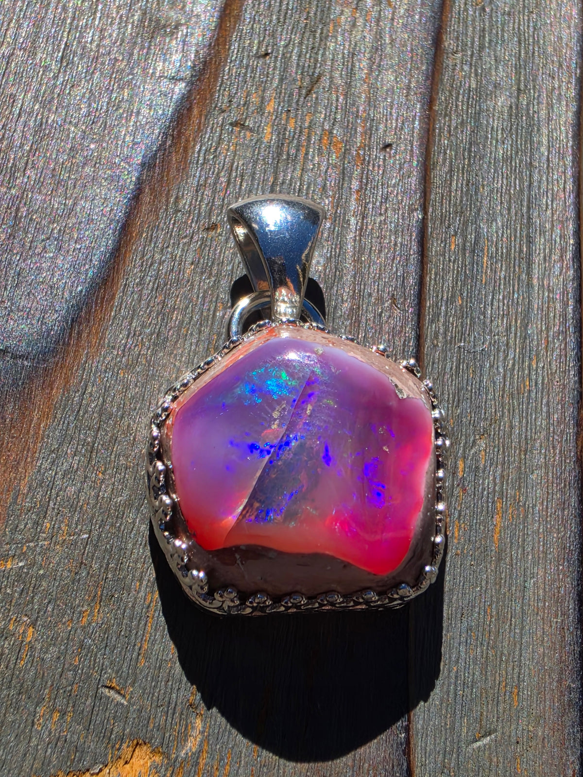 Pink Galaxy Opal Pendant