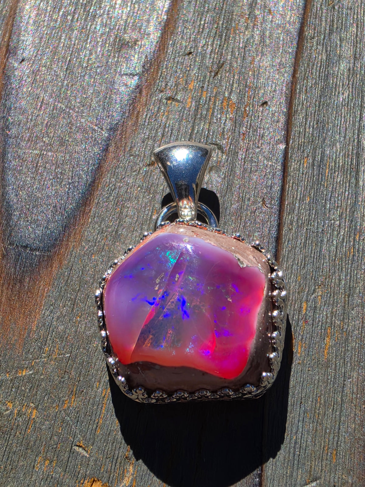 Pink Galaxy Opal Pendant