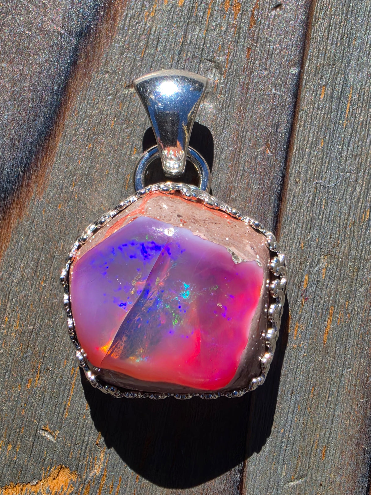 Pink Galaxy Opal Pendant
