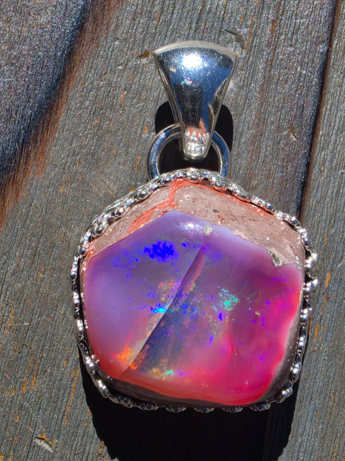 Pink Galaxy Opal Pendant
