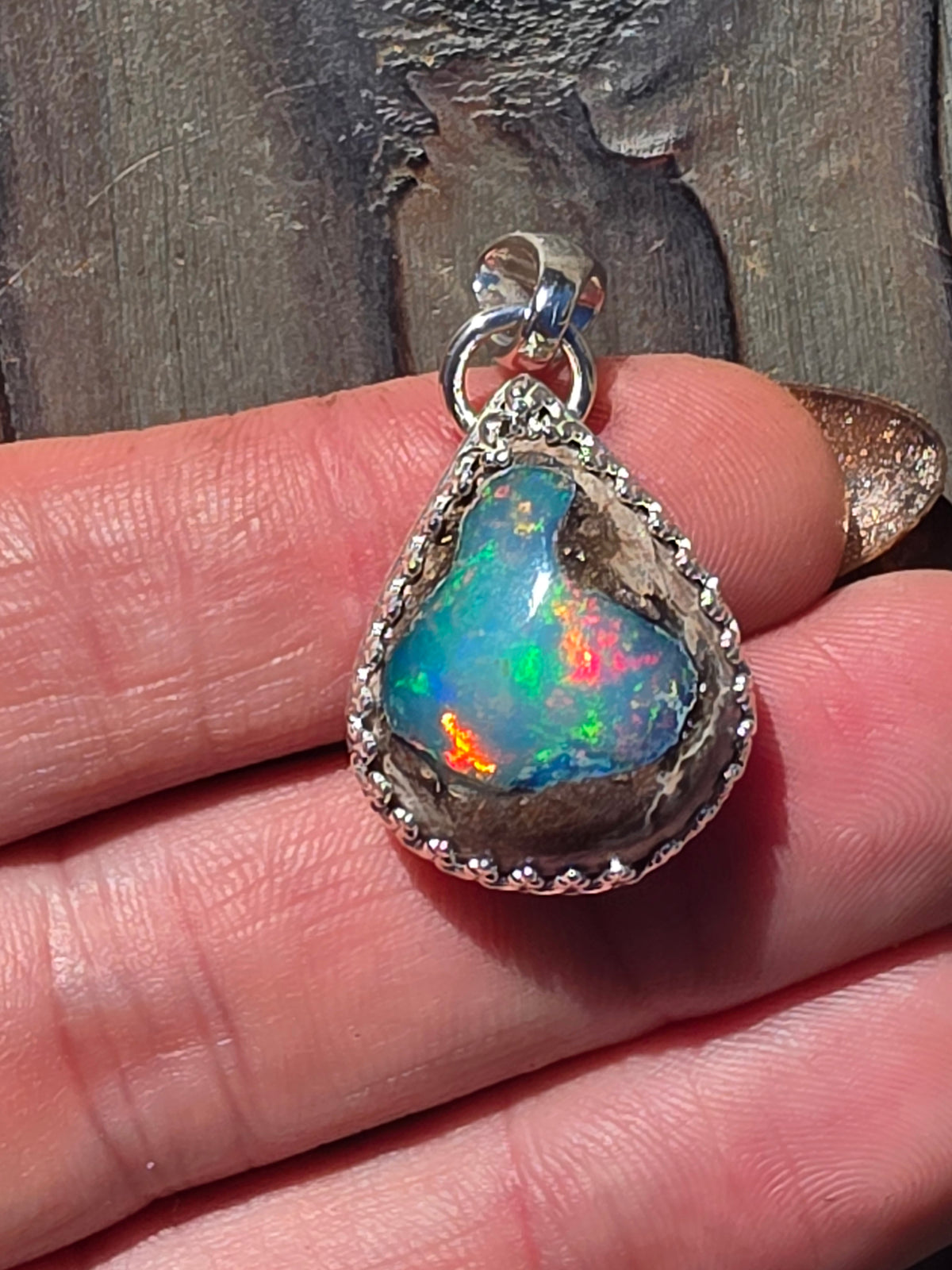 Teardrop Mexican Galaxy Opal Pendant