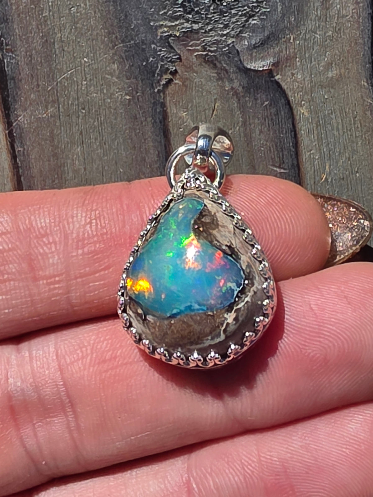Teardrop Mexican Galaxy Opal Pendant