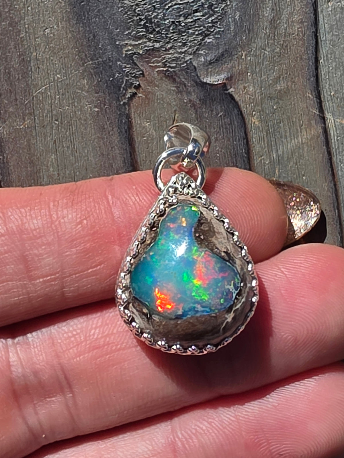 Teardrop Mexican Galaxy Opal Pendant