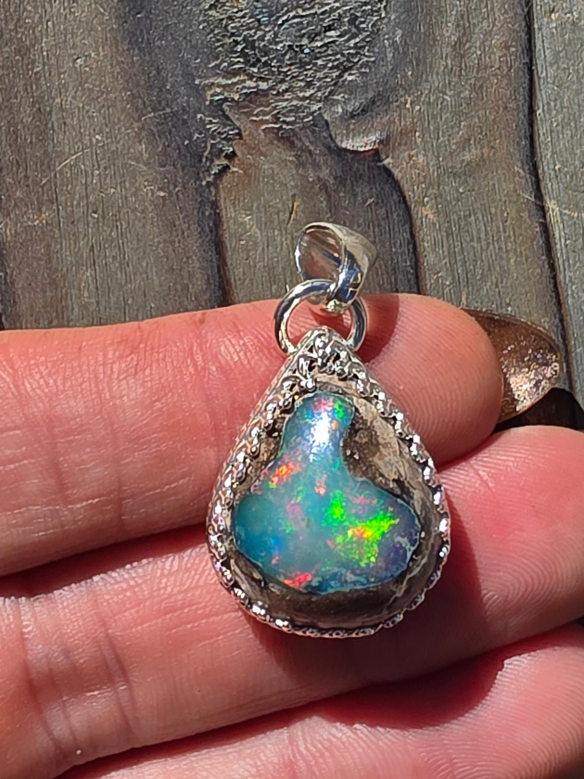 Teardrop Mexican Galaxy Opal Pendant