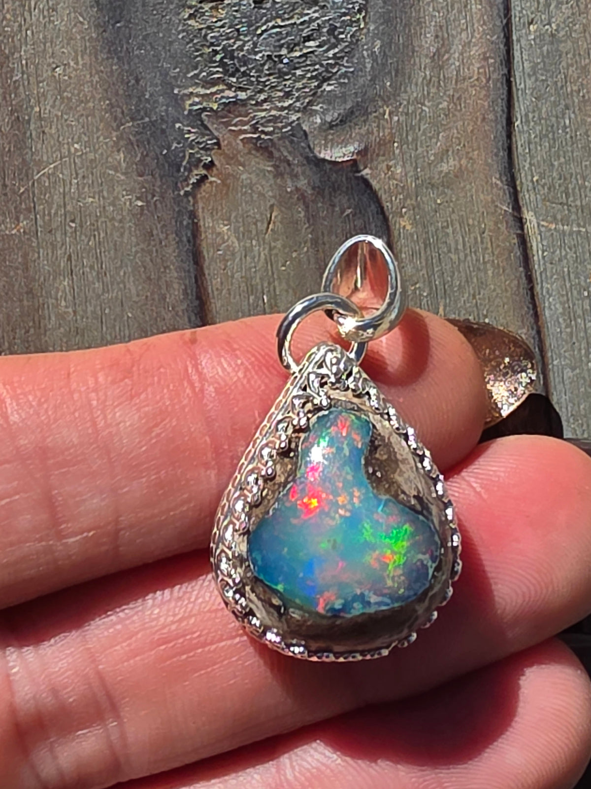Teardrop Mexican Galaxy Opal Pendant