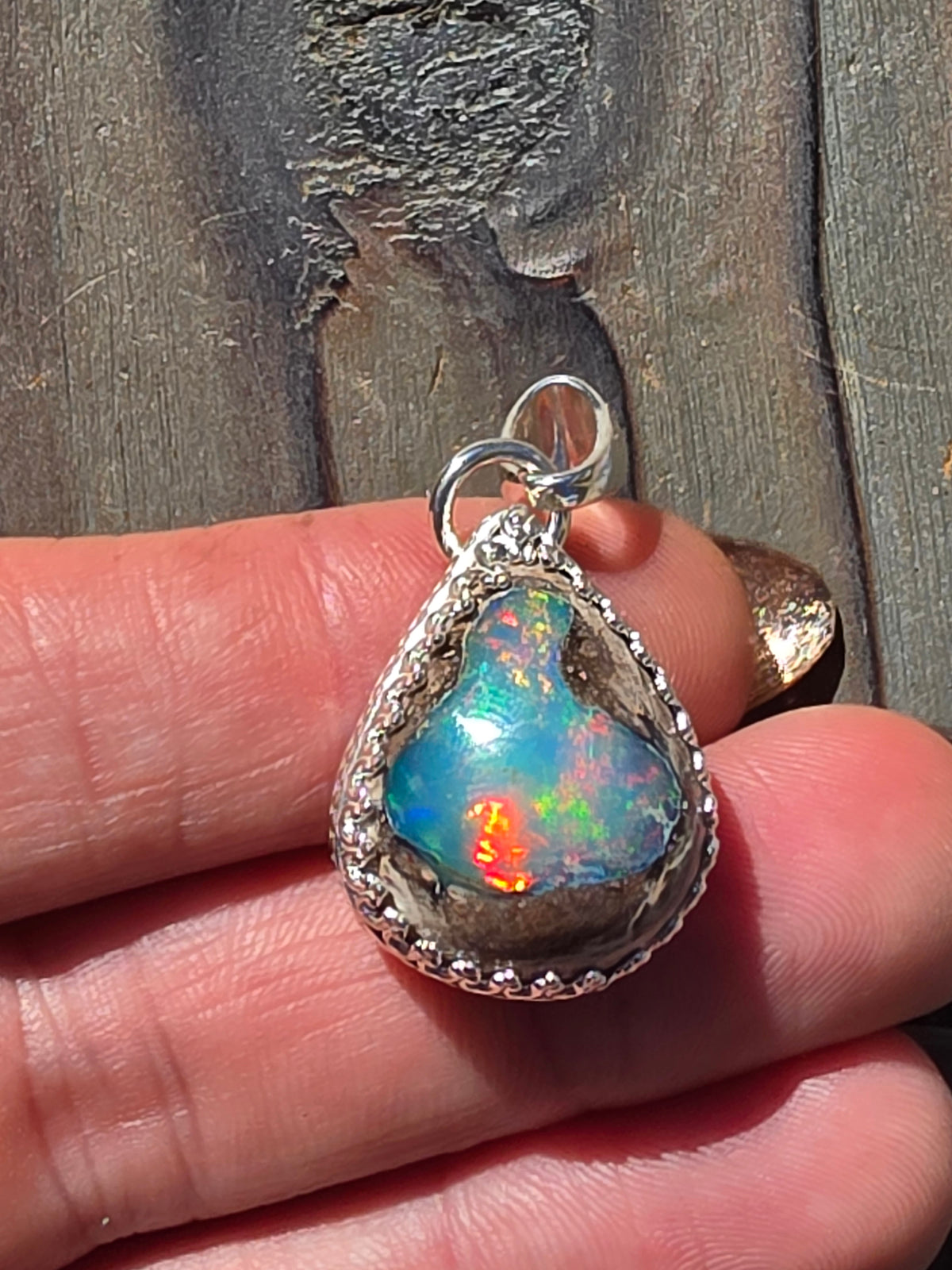 Teardrop Mexican Galaxy Opal Pendant