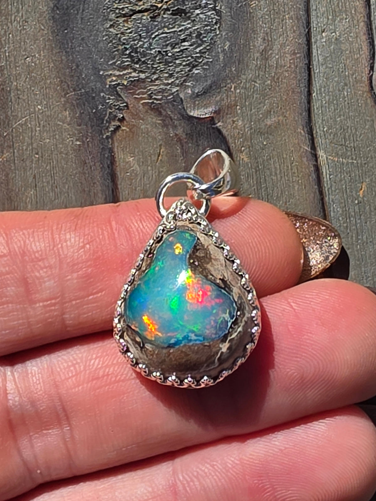 Teardrop Mexican Galaxy Opal Pendant