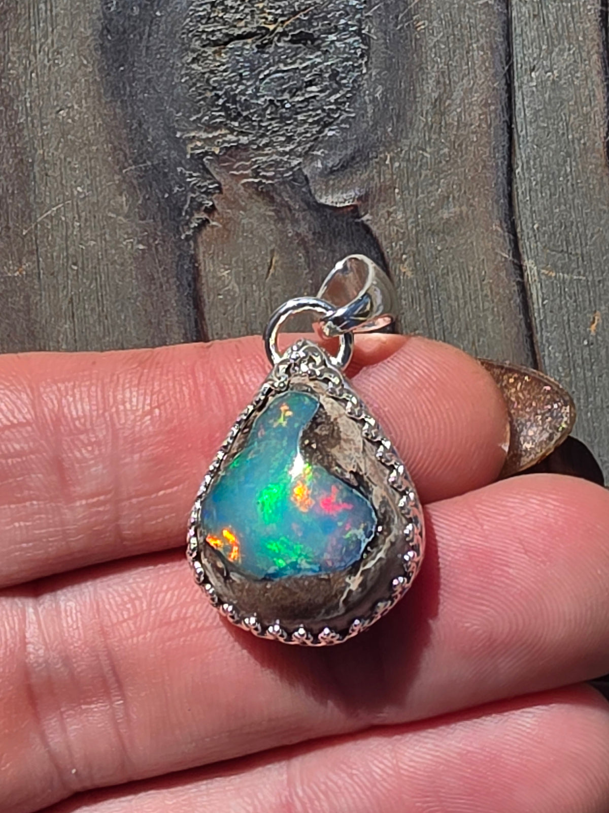 Teardrop Mexican Galaxy Opal Pendant