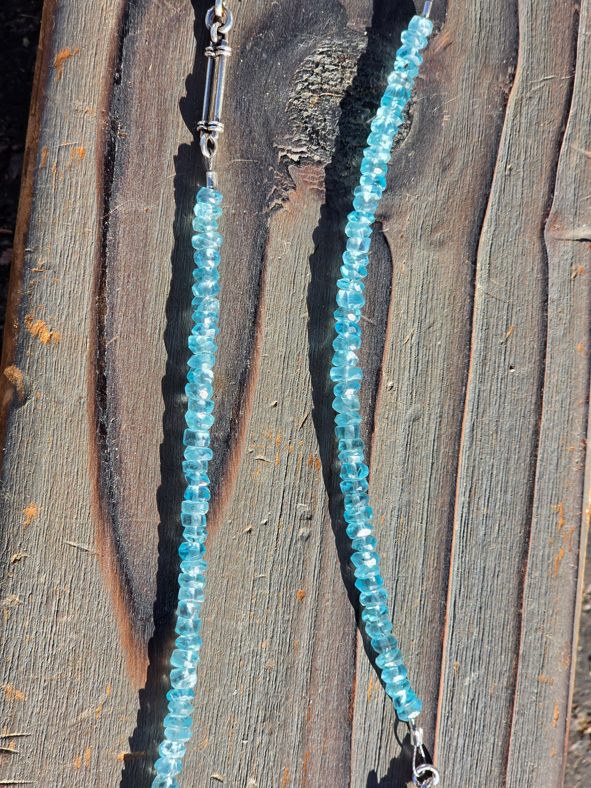 Galaxy Opal Cedar and Apatite Necklace, 18in