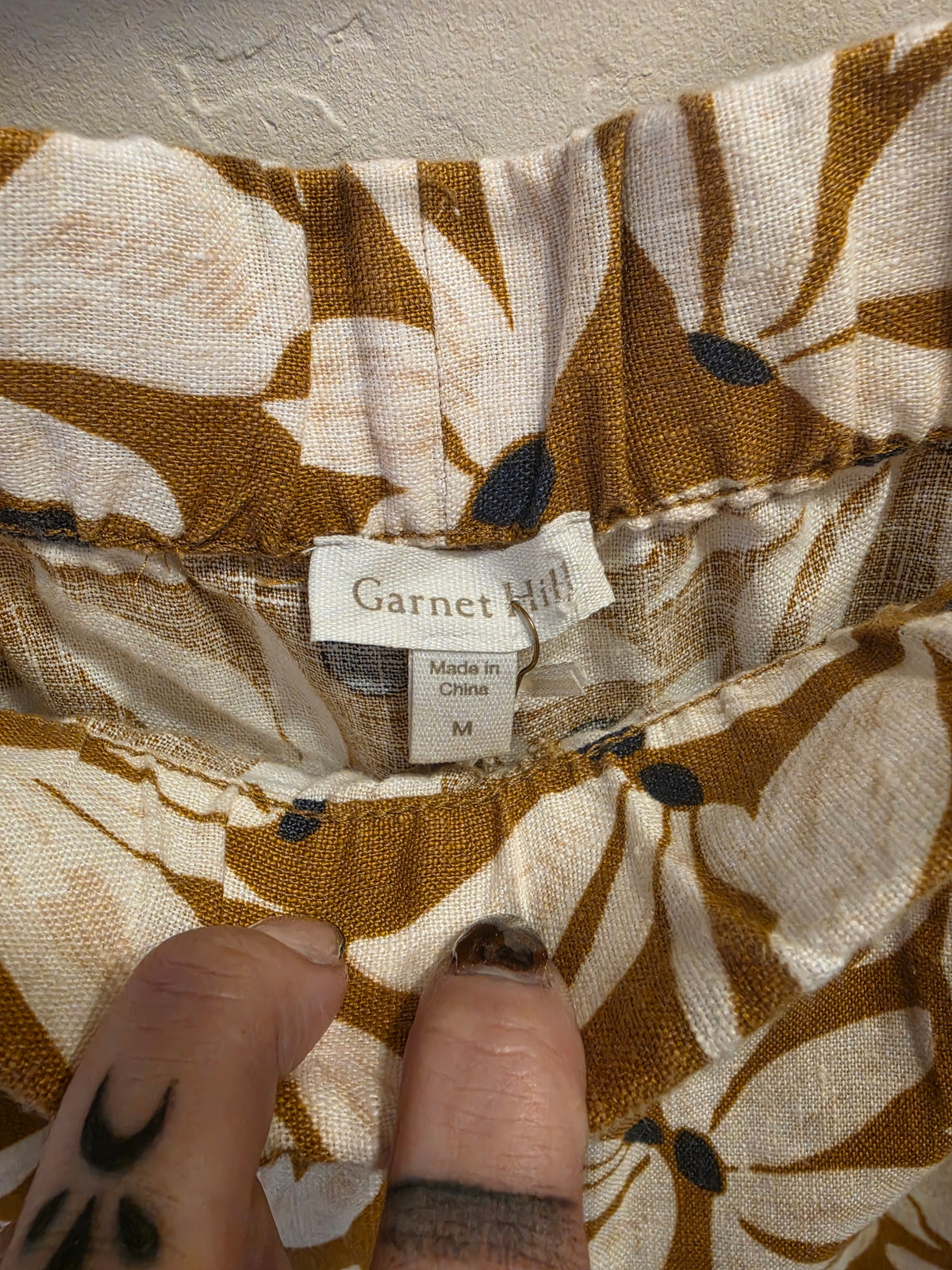 Mustard Floral Linen Pants