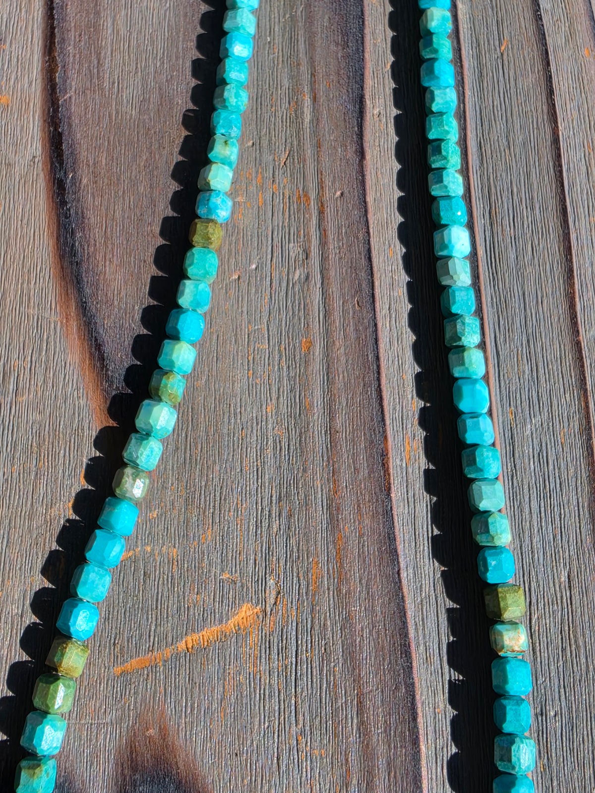 Square Cut Turquoise Necklace, 18.5in