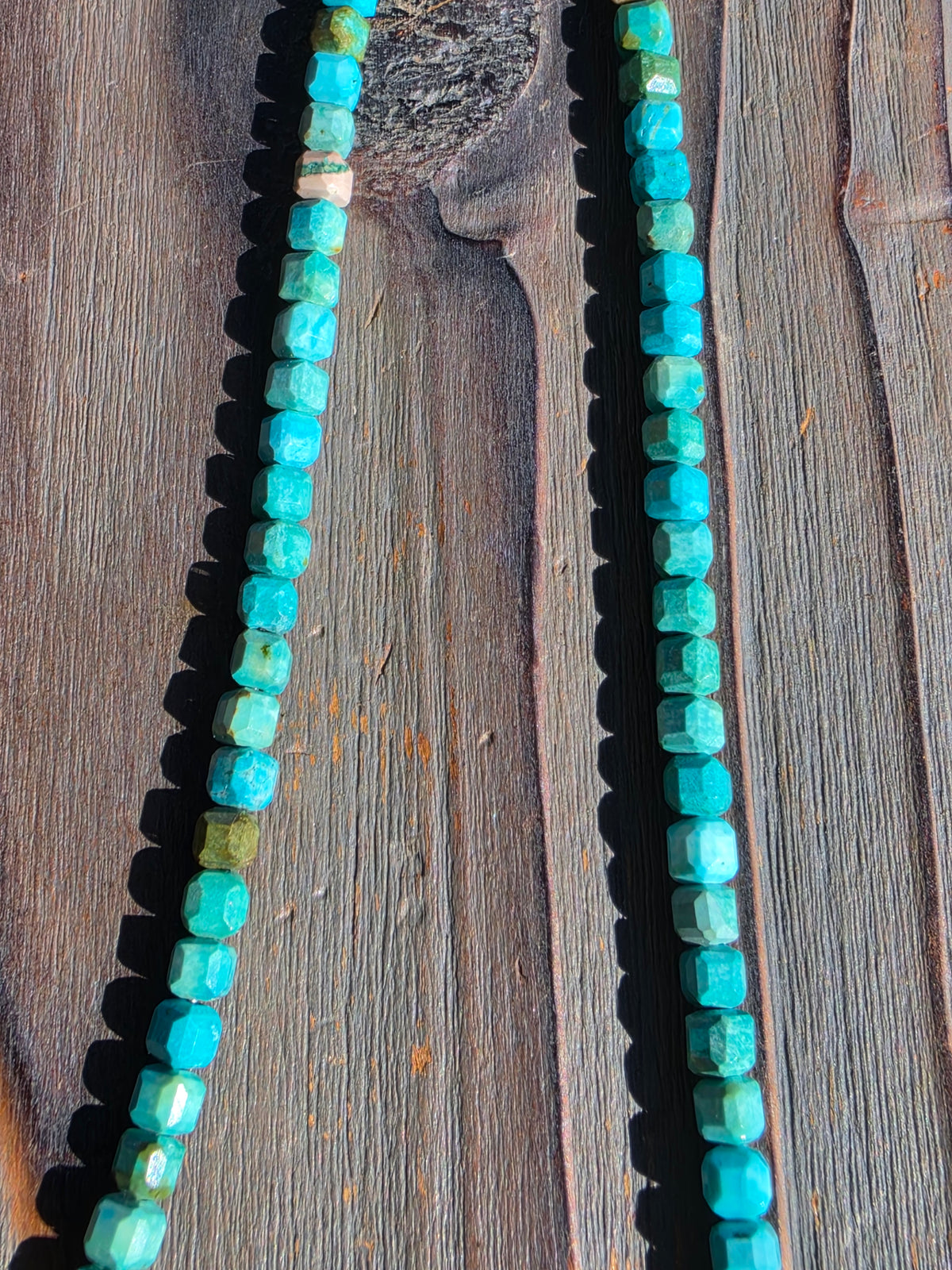 Square Cut Turquoise Necklace, 18.5in