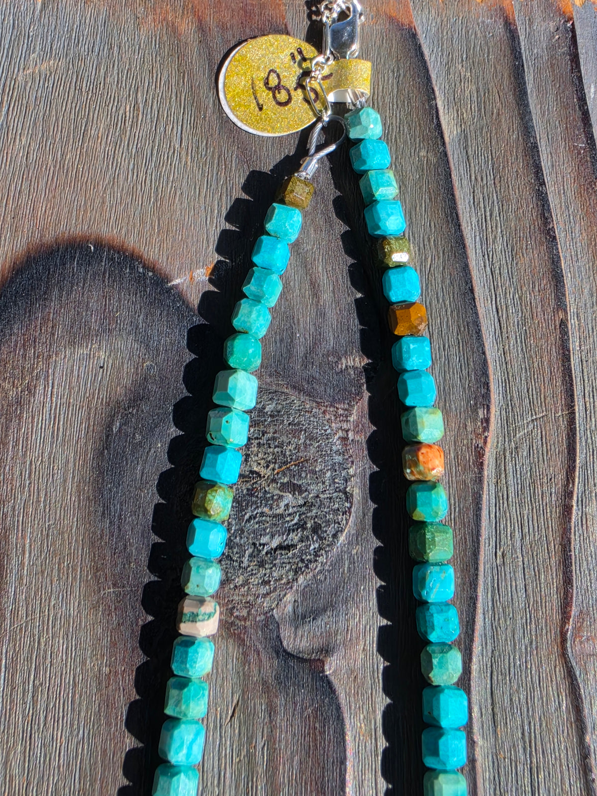 Square Cut Turquoise Necklace, 18.5in