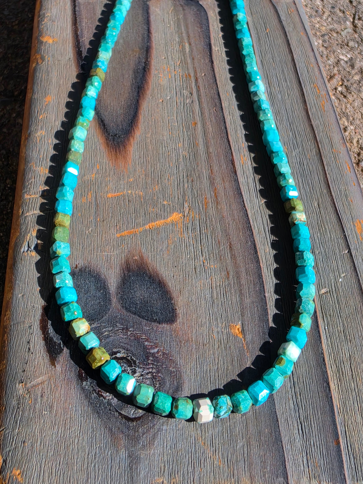 Square Cut Turquoise Necklace, 18.5in