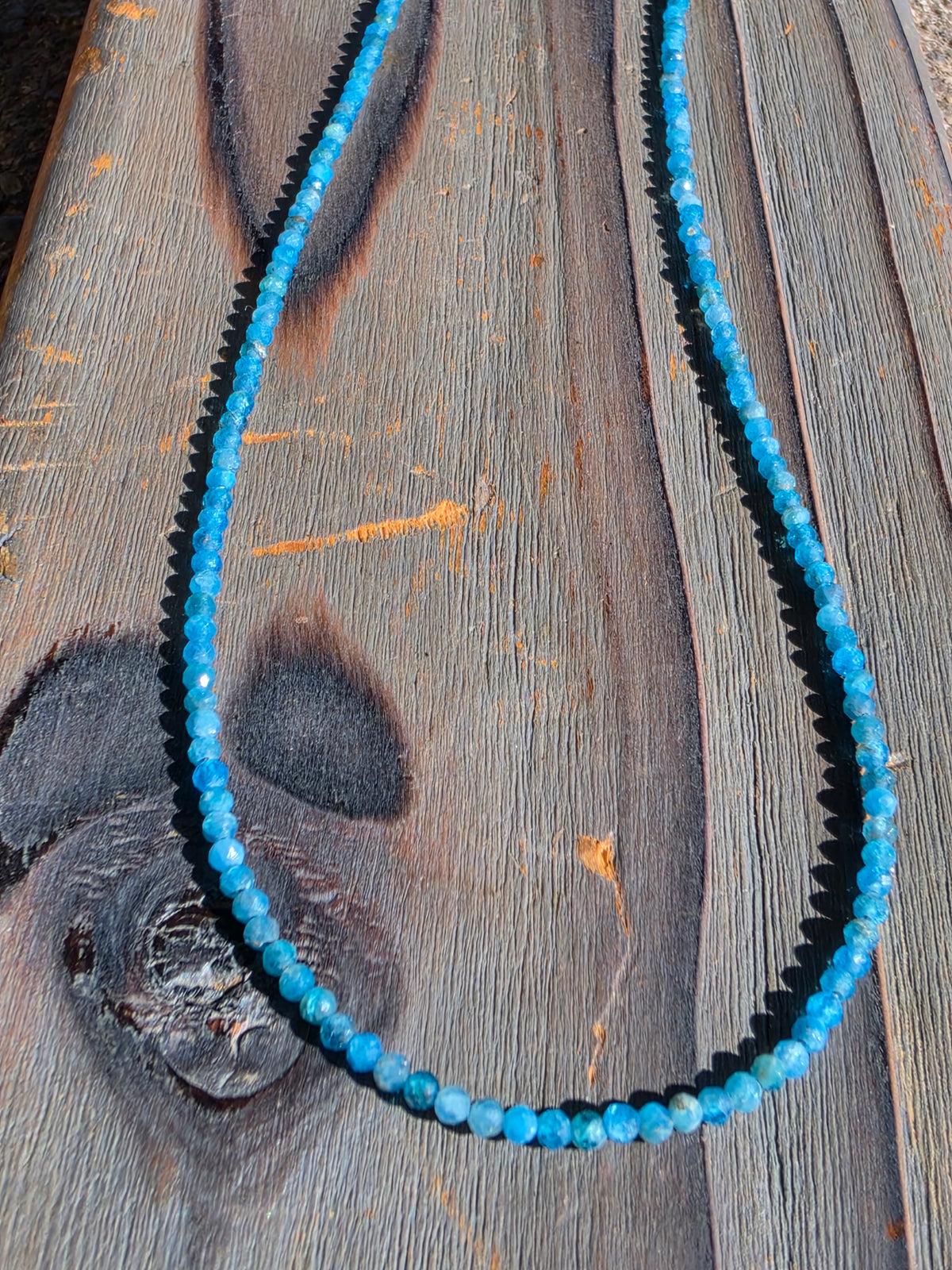 Blue Apatite Micro Mini Necklace, 18in
