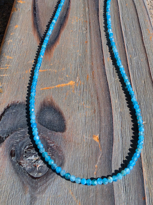 Blue Apatite Micro Mini Necklace, 18in