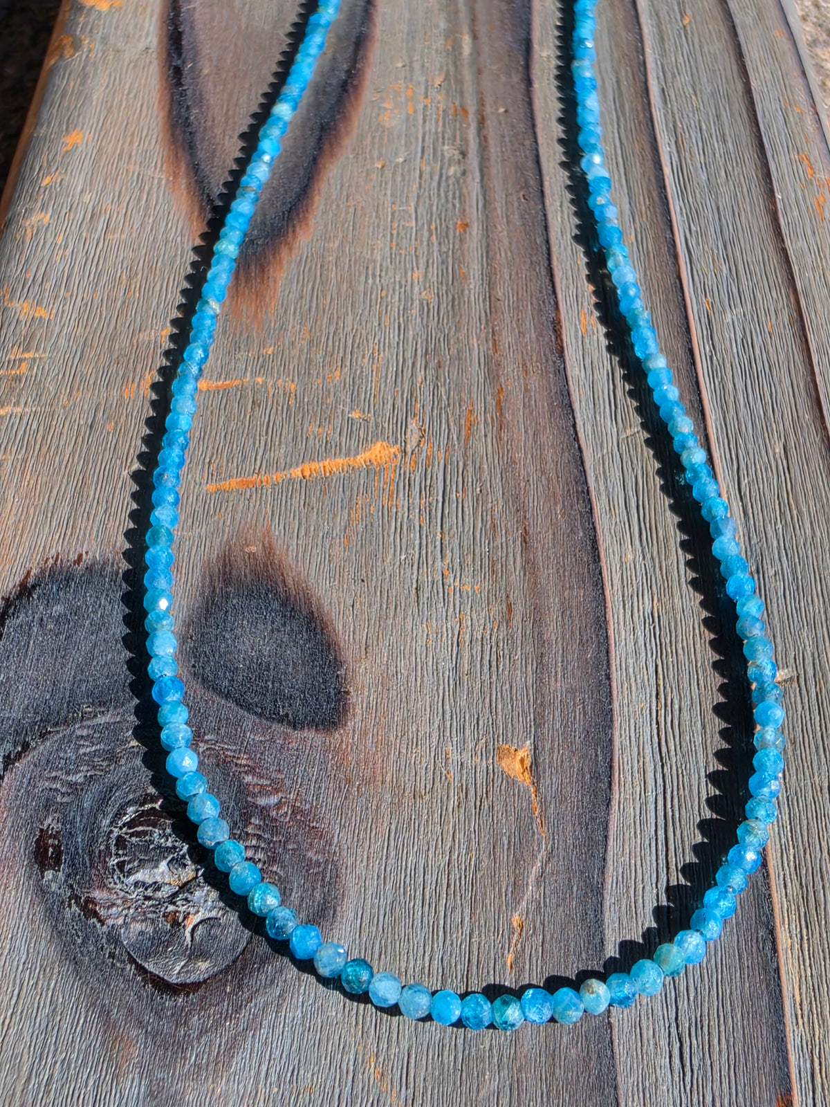 Blue Apatite Micro Mini Necklace, 18in