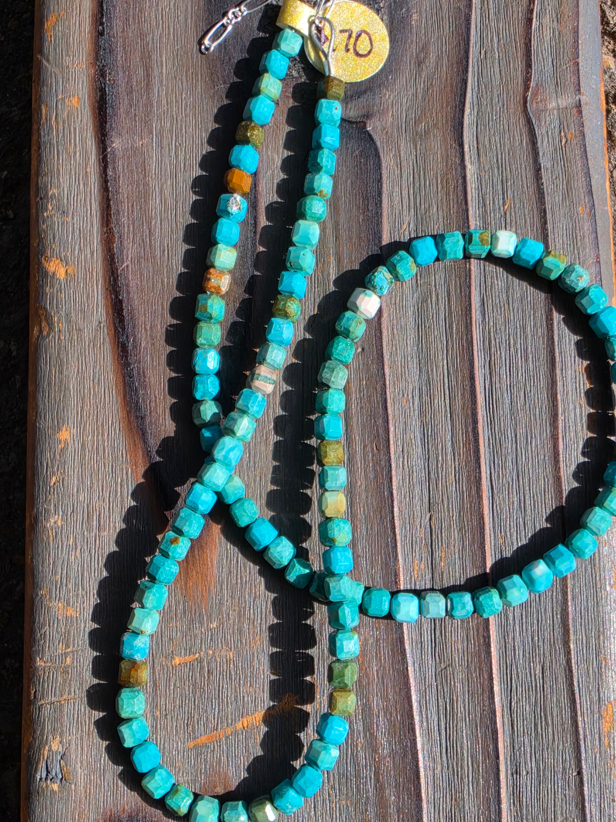 Square Cut Turquoise Necklace, 18.5in