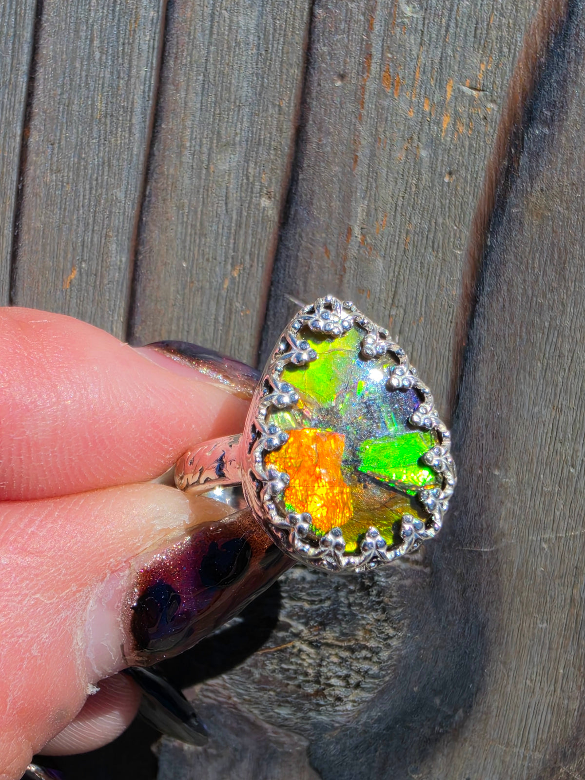 Ammolite Ring, Size 7.5