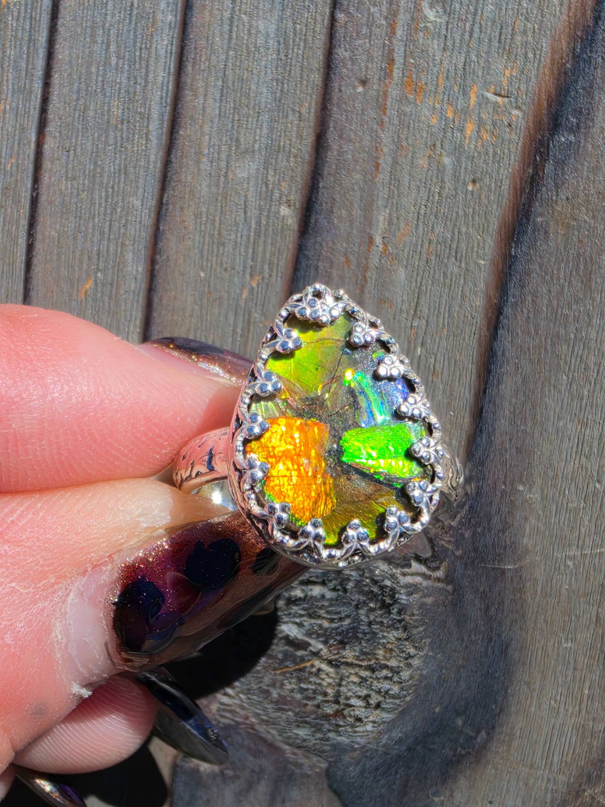 Ammolite Ring, Size 7.5
