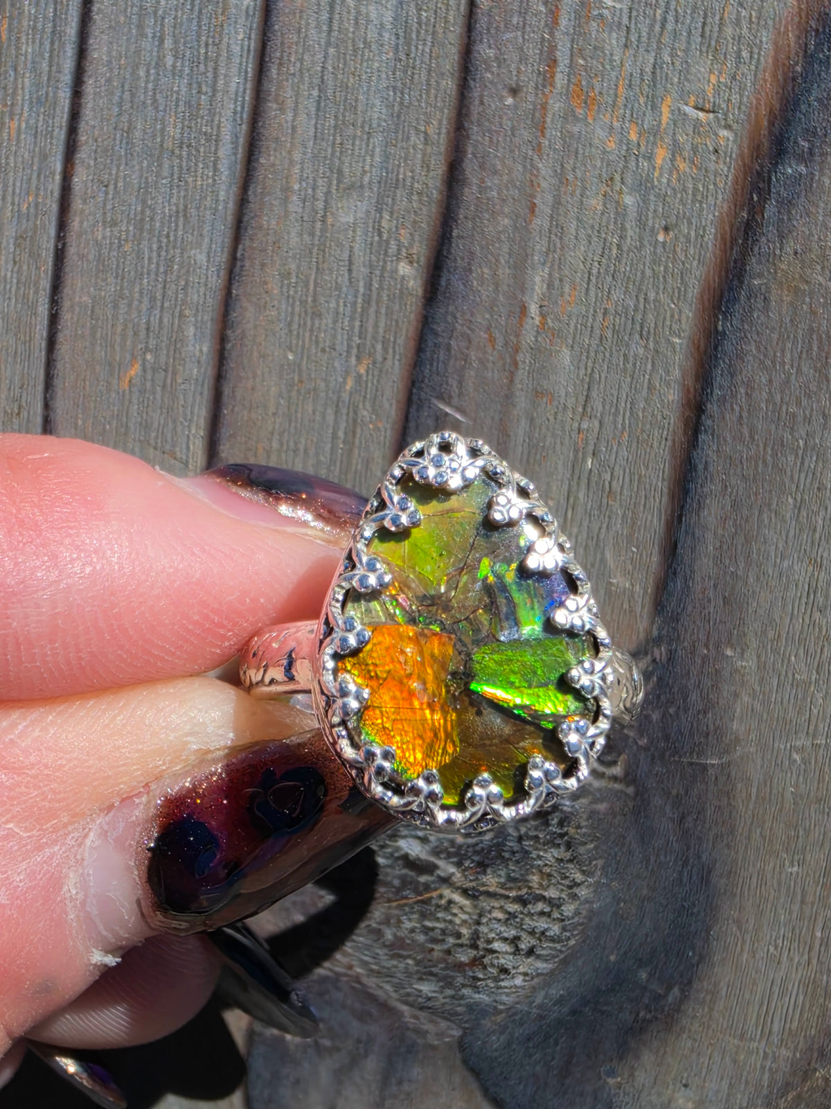 Ammolite Ring, Size 7.5