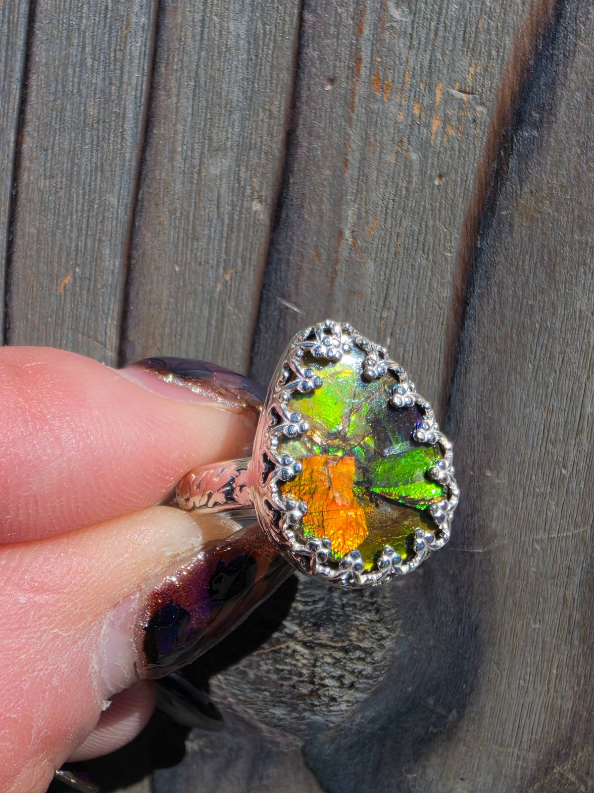 Ammolite Ring, Size 7.5