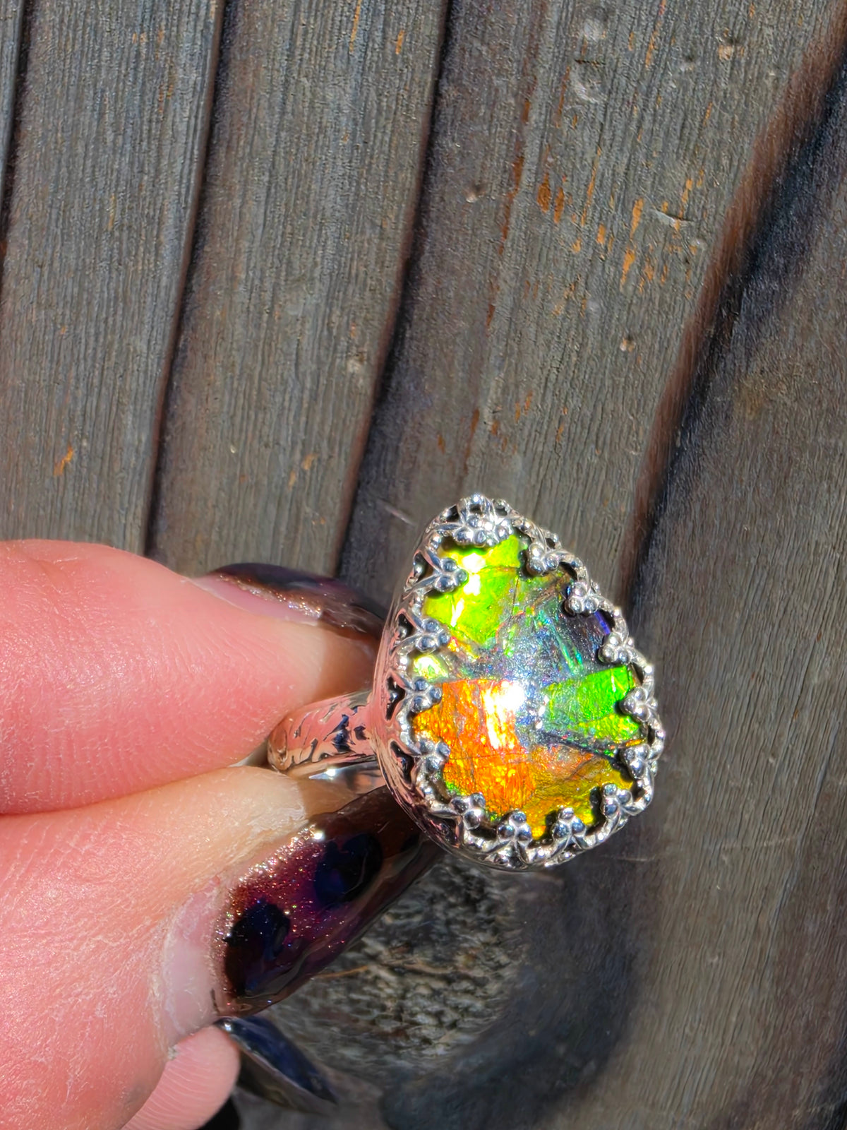 Ammolite Ring, Size 7.5
