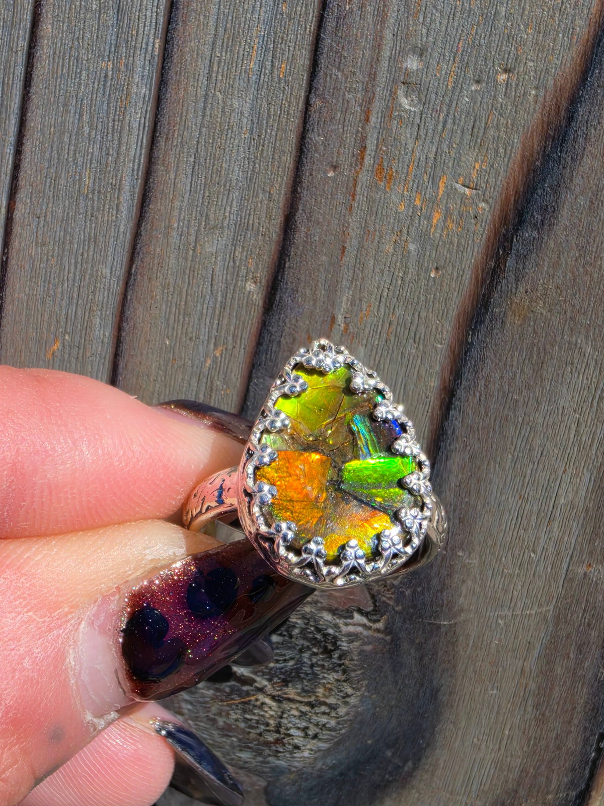 Ammolite Ring, Size 7.5