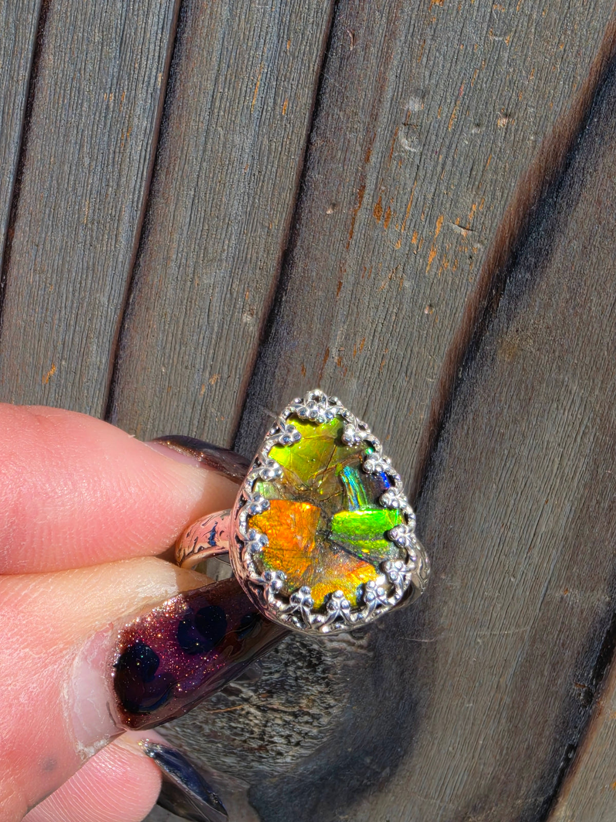 Ammolite Ring, Size 7.5