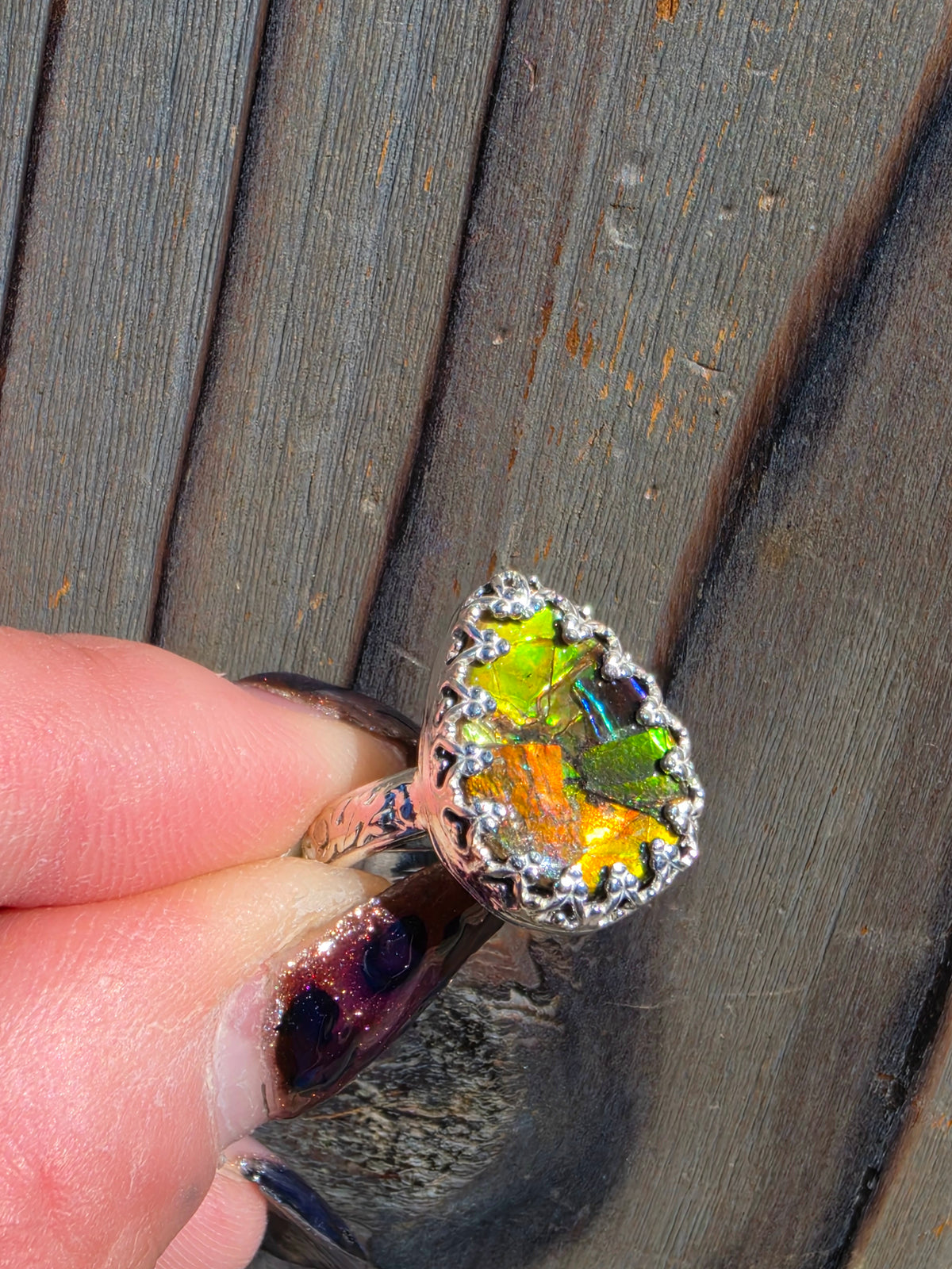 Ammolite Ring, Size 7.5