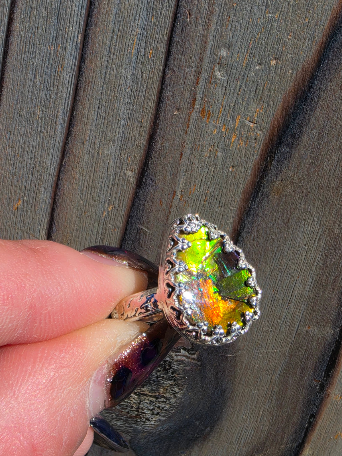 Ammolite Ring, Size 7.5