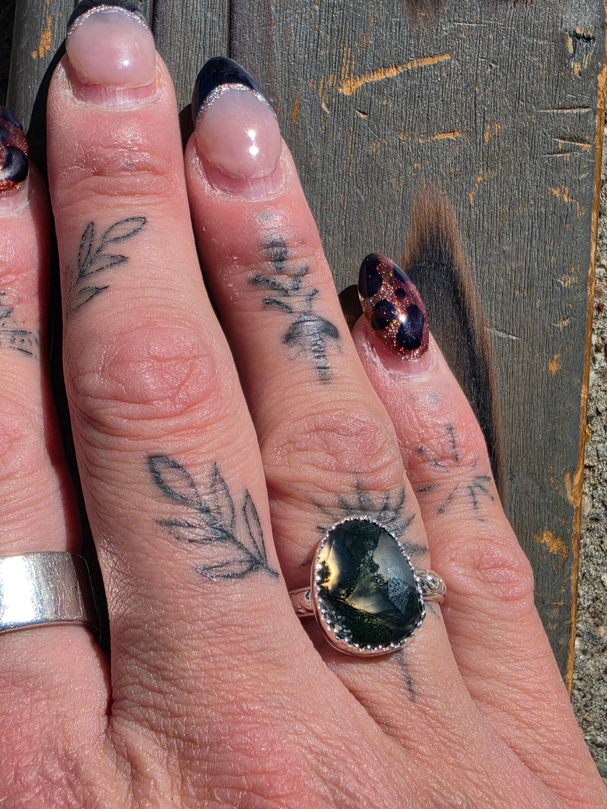 Moss Agate Ring, Size 8