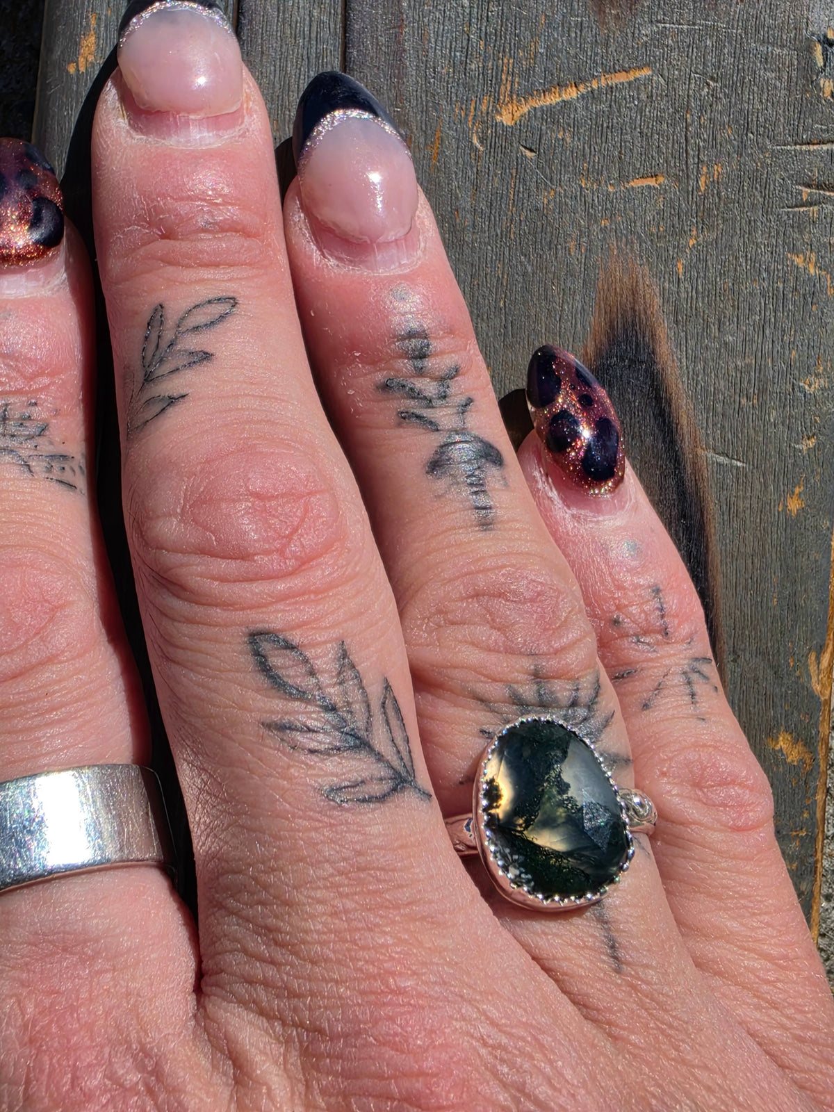Moss Agate Ring, Size 8
