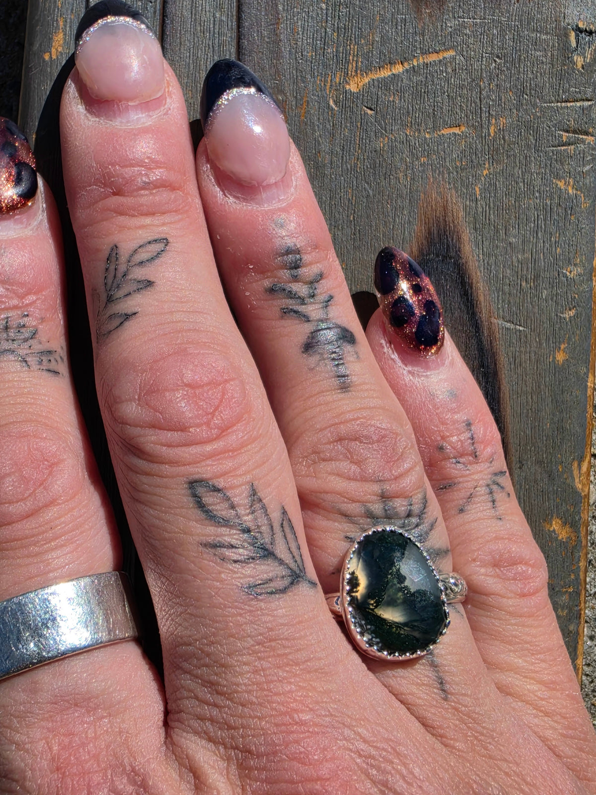 Moss Agate Ring, Size 8