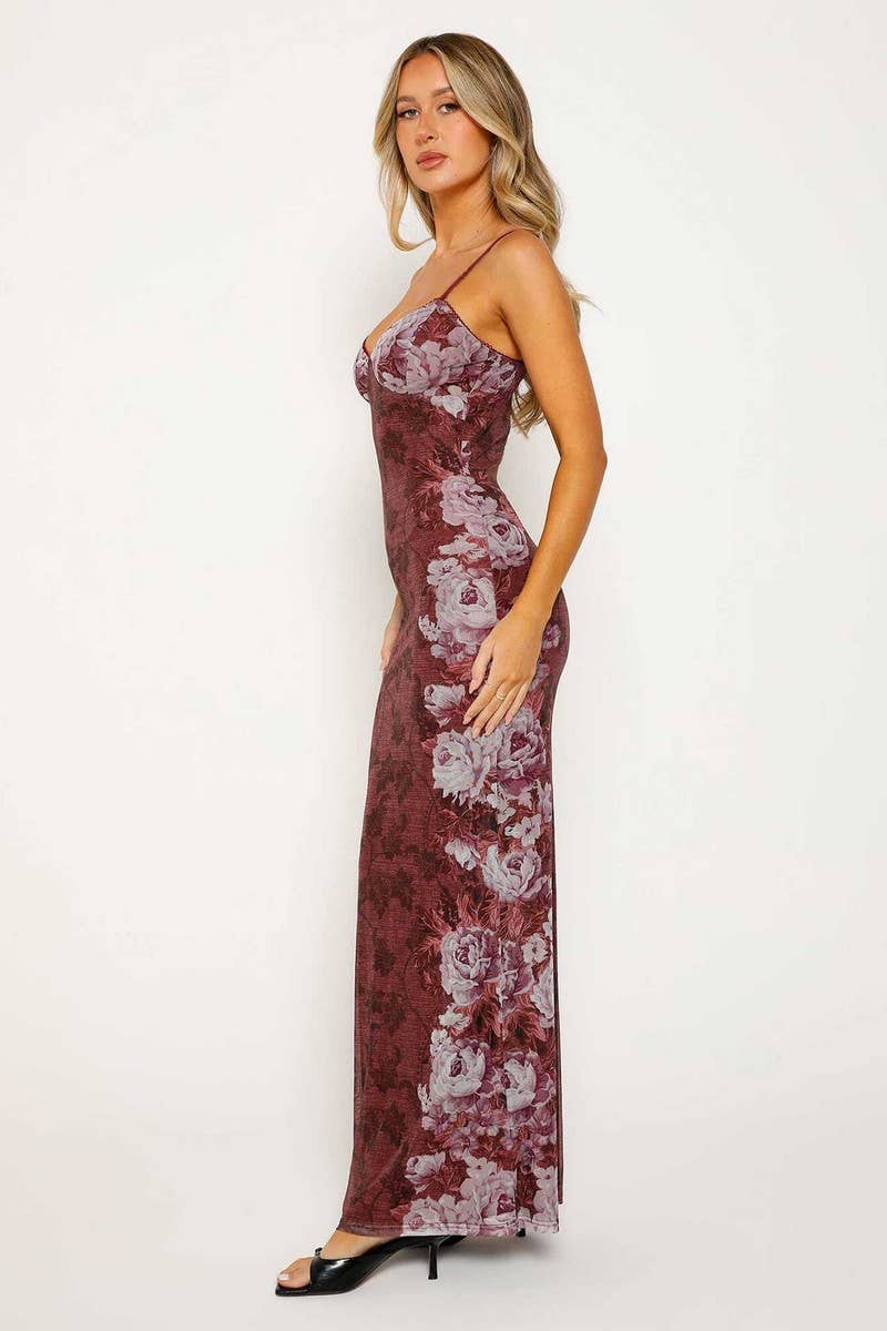 SLIM FIT PRINTED MAXI DRESS