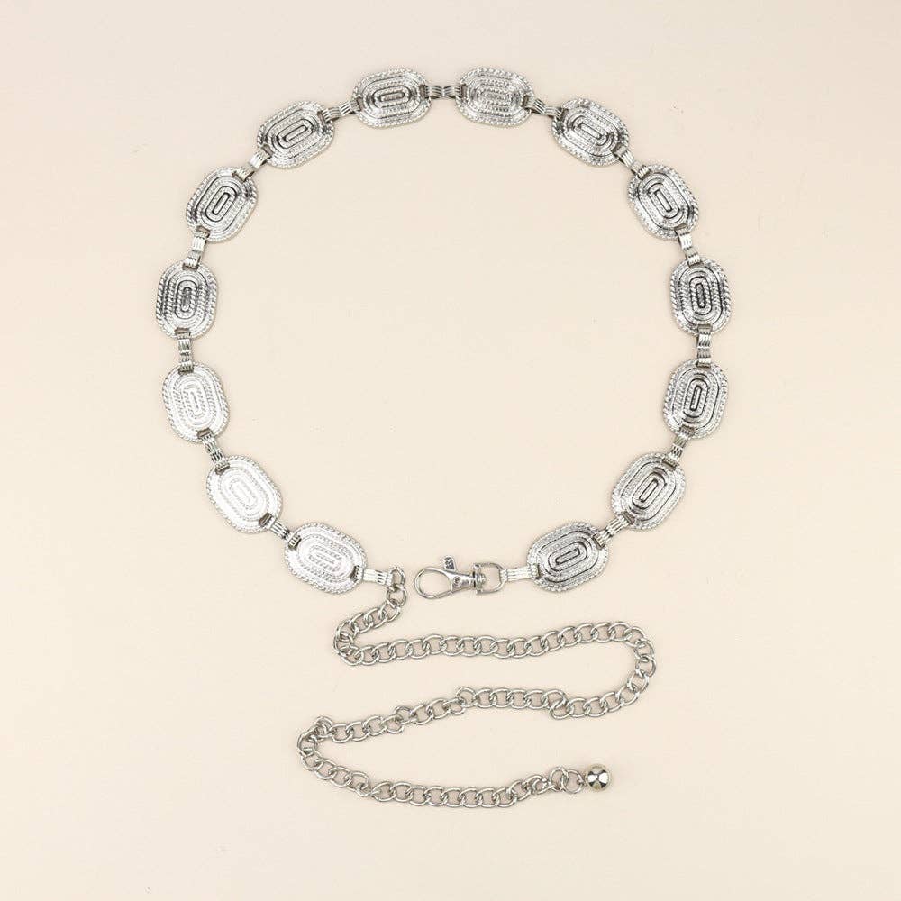 Metal Chain Waist Belt With Butterfly And Heart Design
