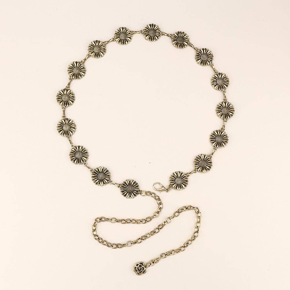 Metal Chain Waist Belt With Butterfly And Heart Design
