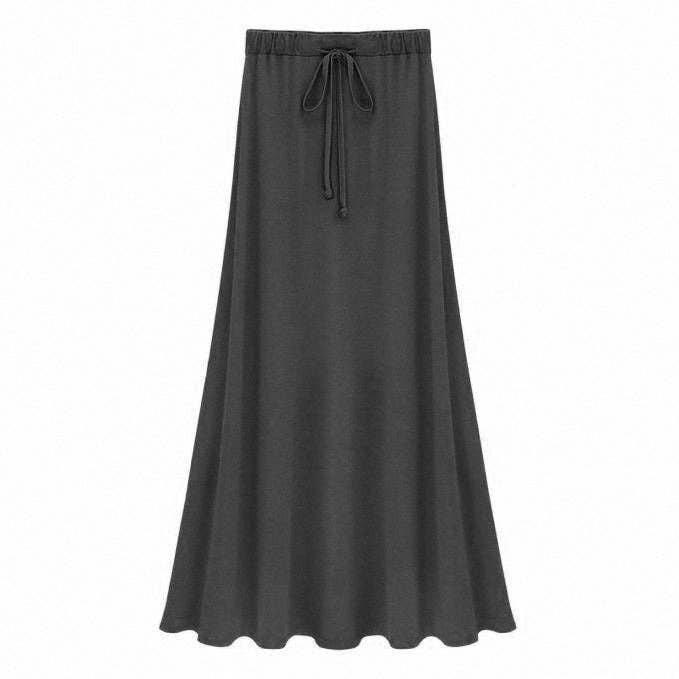 Women Fashion Casual Solid Color Long Skirt